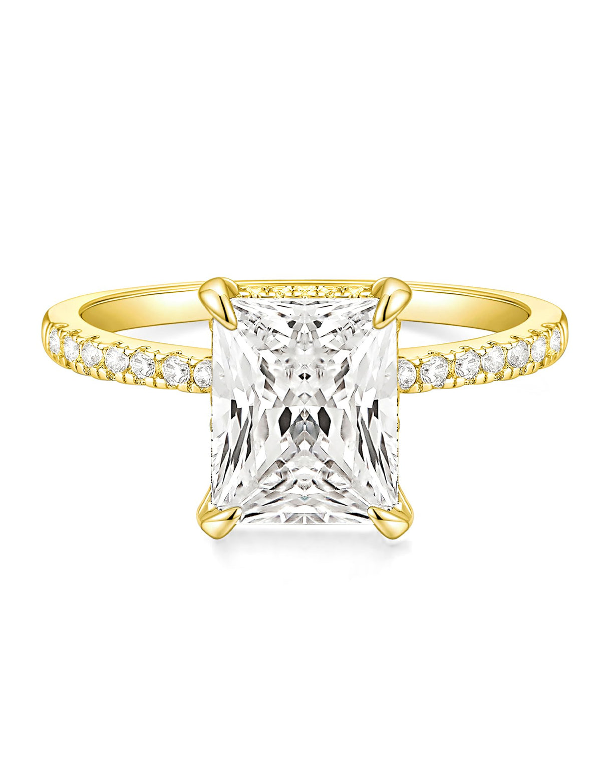 TIGRADE 4CT Engagement Ring for Women Radiant Cut Cubic Zirconia Wedding Band CZ Promise Anniversary Ring Size 3-13, Gold, Size 7