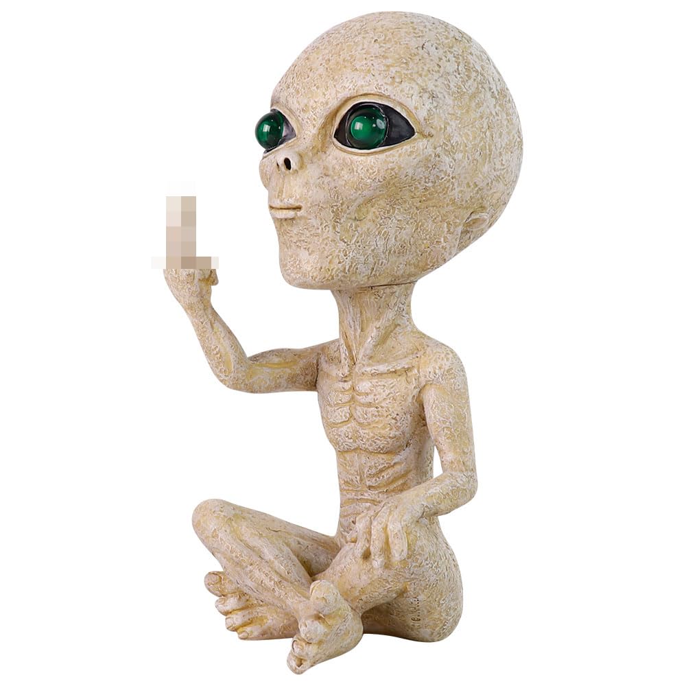 Lopoti Solar Light Alien Statues Sculpture,Funny UFO Extraterrestrial Figurine for Home Garden Yard Art Outdoor Decoration.