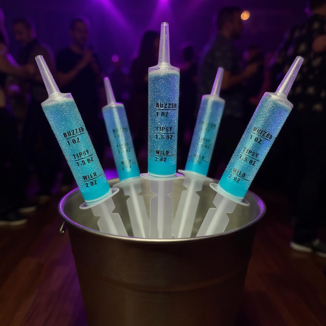 50 PACK 2 oz Halloween Jelly Syringes Shot with Lids, Large Reusable Party Jelly Shot for Thanksgiving Day, Christmas Wedding Bachelorette Parties (Clear)