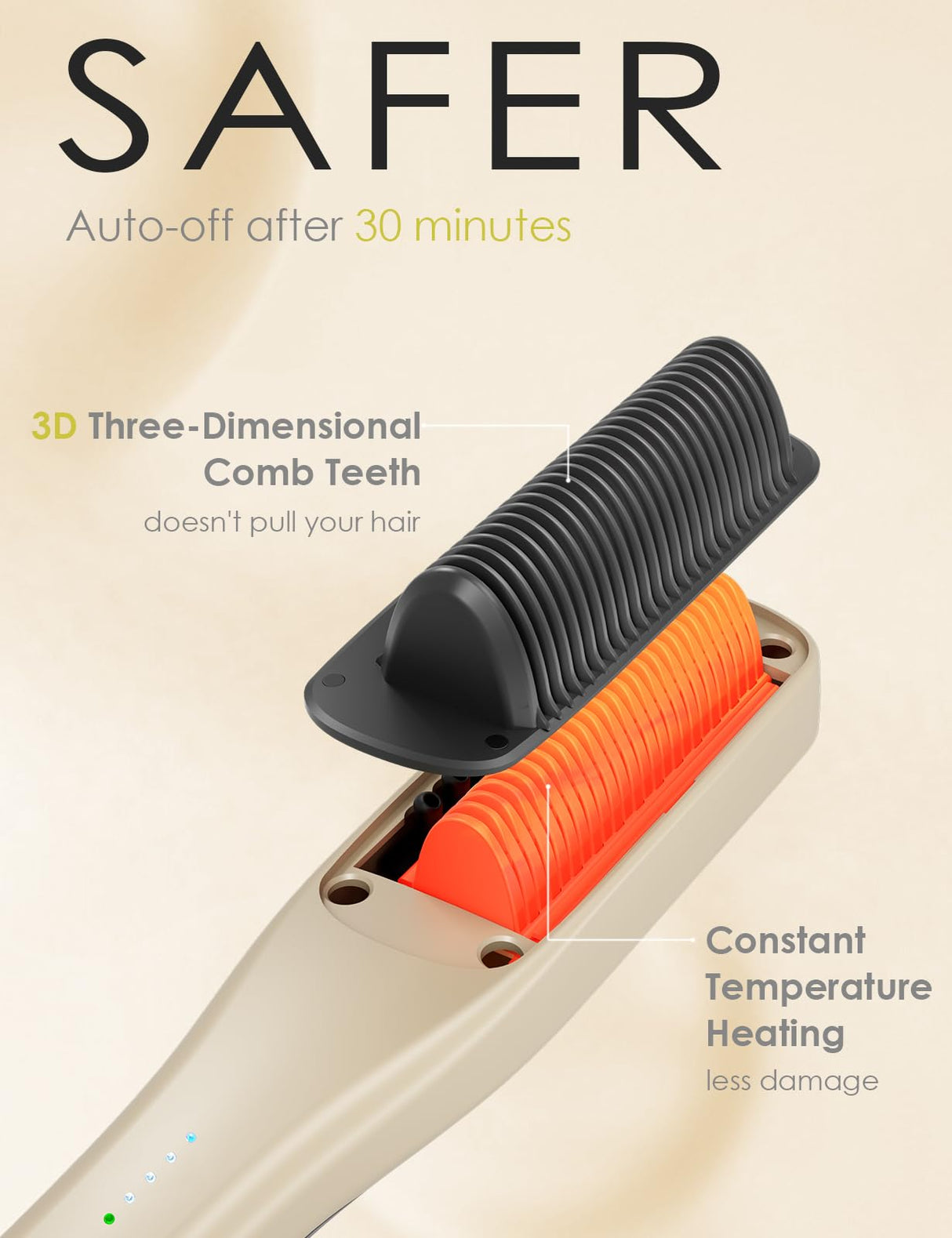 Hair Straightener Brush,Venxis Straightening Comb with Steam, 3 Temp Settings & 20s Fast Heating, 120 Voltage&30-Minute Auto Shut-Off, Steam Design for Hair Treatment