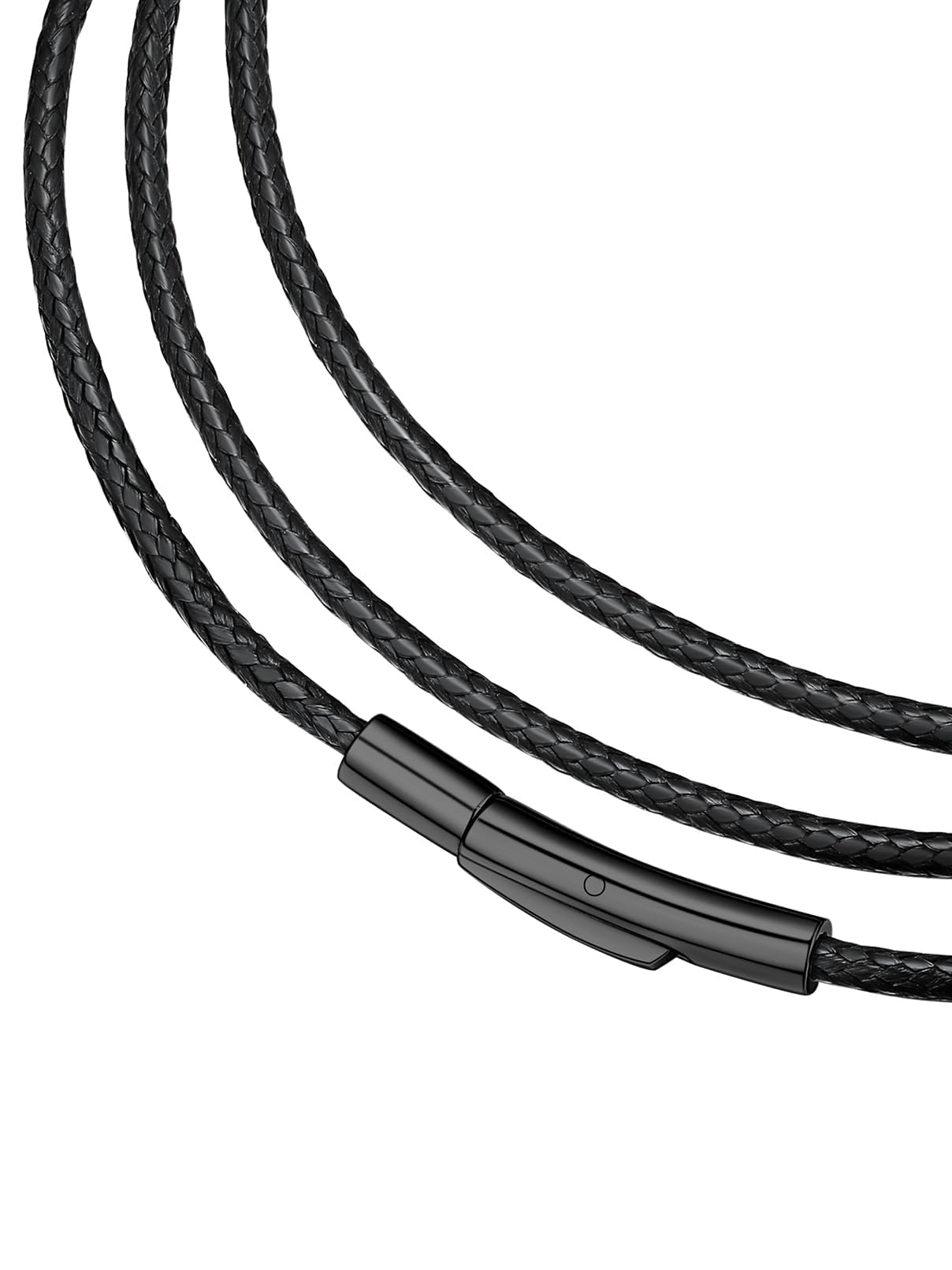 FaithHeart Braided Leather Necklace Cord with Stainless Steel Snap Clasp