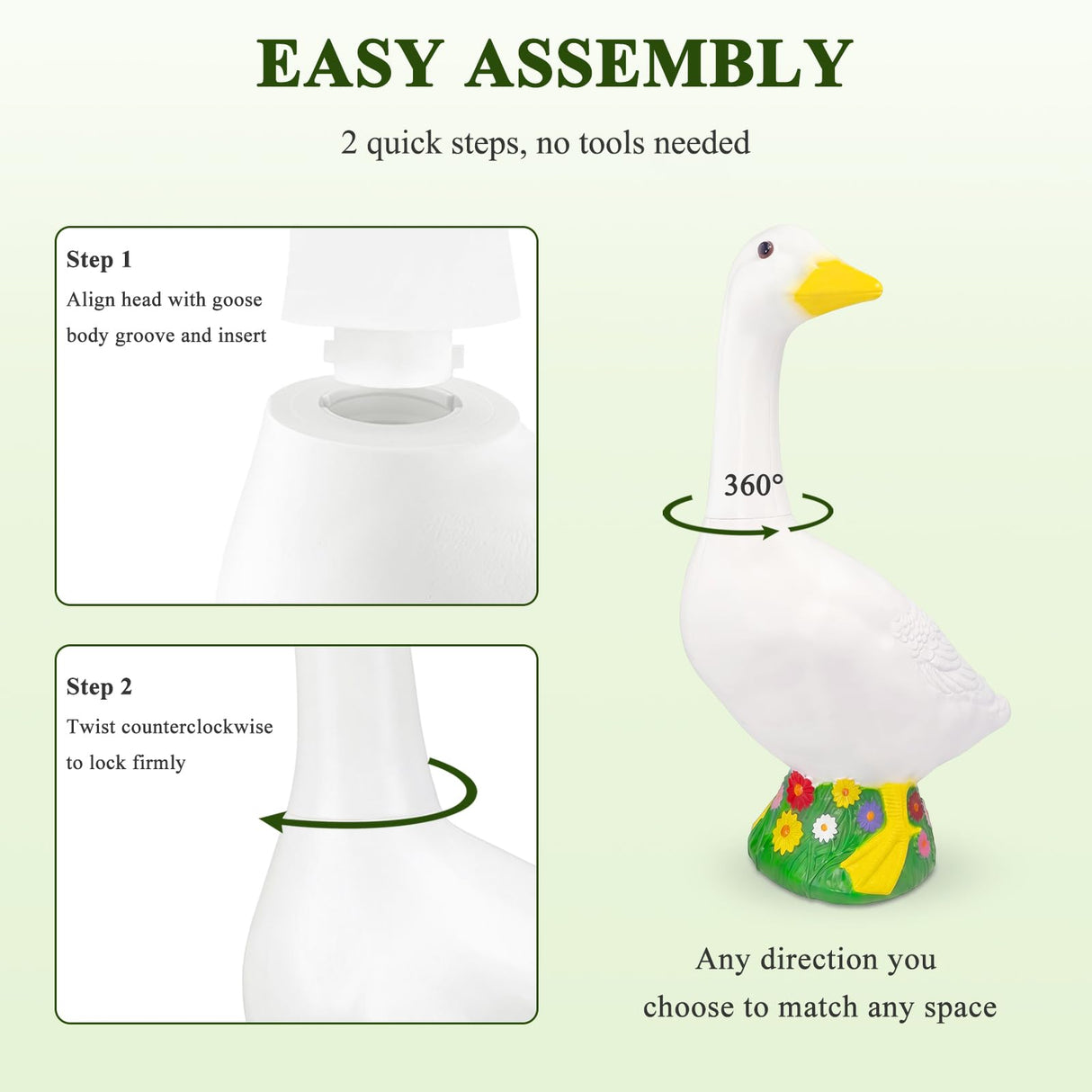 Hofriyo 23 Inch Large Porch Goose Statue - PE Plastic Outdoor Goose Decor for Lawn, Yard, & Garden Decoration, Unique Housewarming Birthday Graduation Gifts for Women Mom Grandma