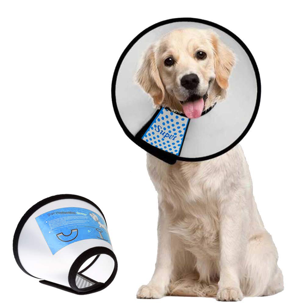 Supet Dog Cone Collar to Stop Licking, Comfortable Elizabeth Recovery Collar for Large Medium Dogs After Surgery, Soft Pet Neck Head Cone Alternative(L)