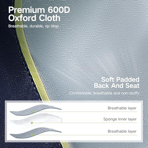 GREEN PARTY Folding Camping Chair Oversized Heavy Duty Lawn Chair with Cooler Bag, Cup Holder, Storage Pocket, Collapsible Padded Outdoor Arm Chair, Quad Lumbar