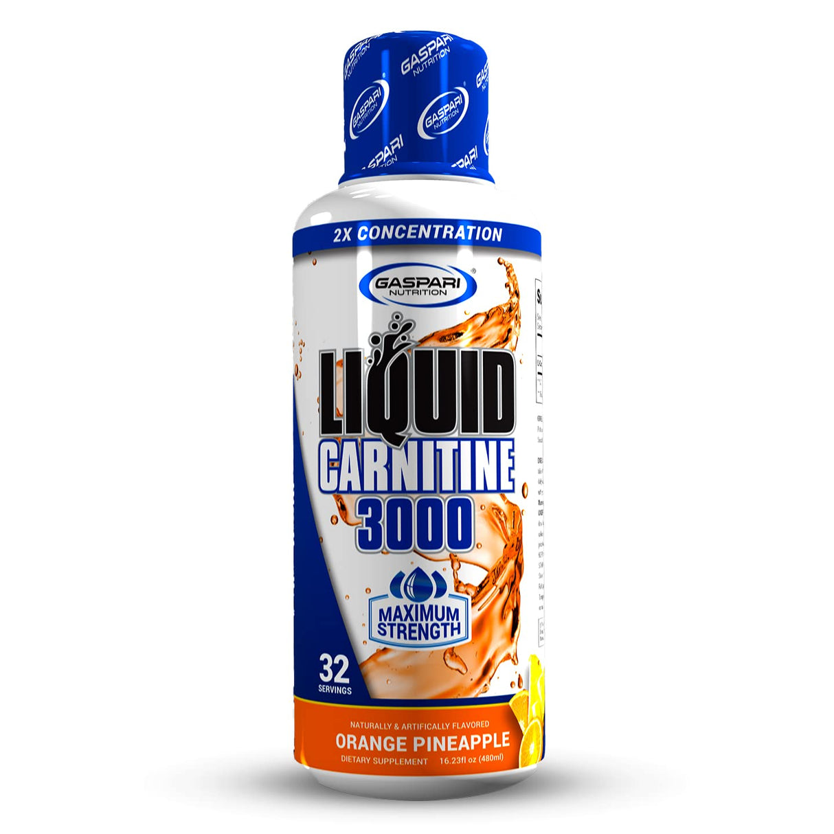 Gaspari Nutrition Liquid L-Carnitine 3000, Stimulant Free, Increased Metabolism, Enhanced Energy, Non GMO, Gluten Free, BPA Free (32 Servings, Orange Pineapple)