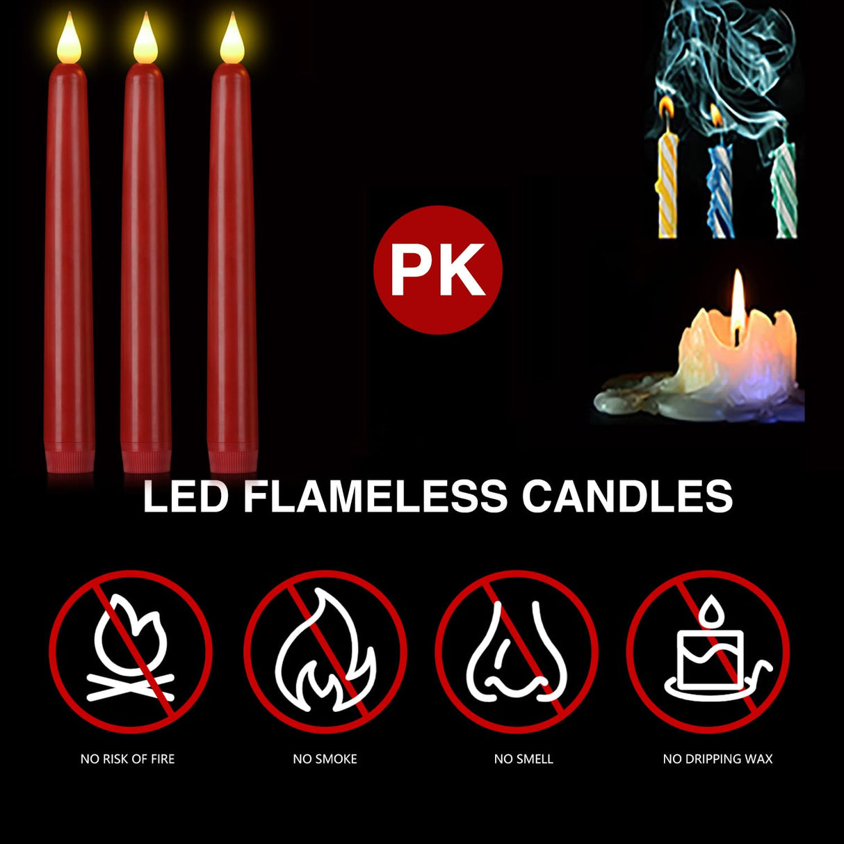 Hanzim Flameless Taper Candles with Remote Control,15pack Dripless Plastic LED Candles,Flickering Battery Operated,9.2'’Classic Tall Candle for Wedding,Party,Halloween,Christmas,Home Decor (Ivory)