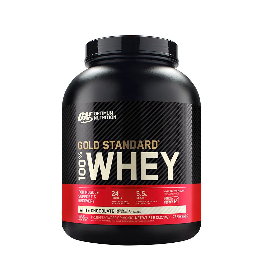 Optimum Nutrition Gold Standard 100% Whey Protein Powder, White Chocolate, 5 Pound (Packaging May Vary)