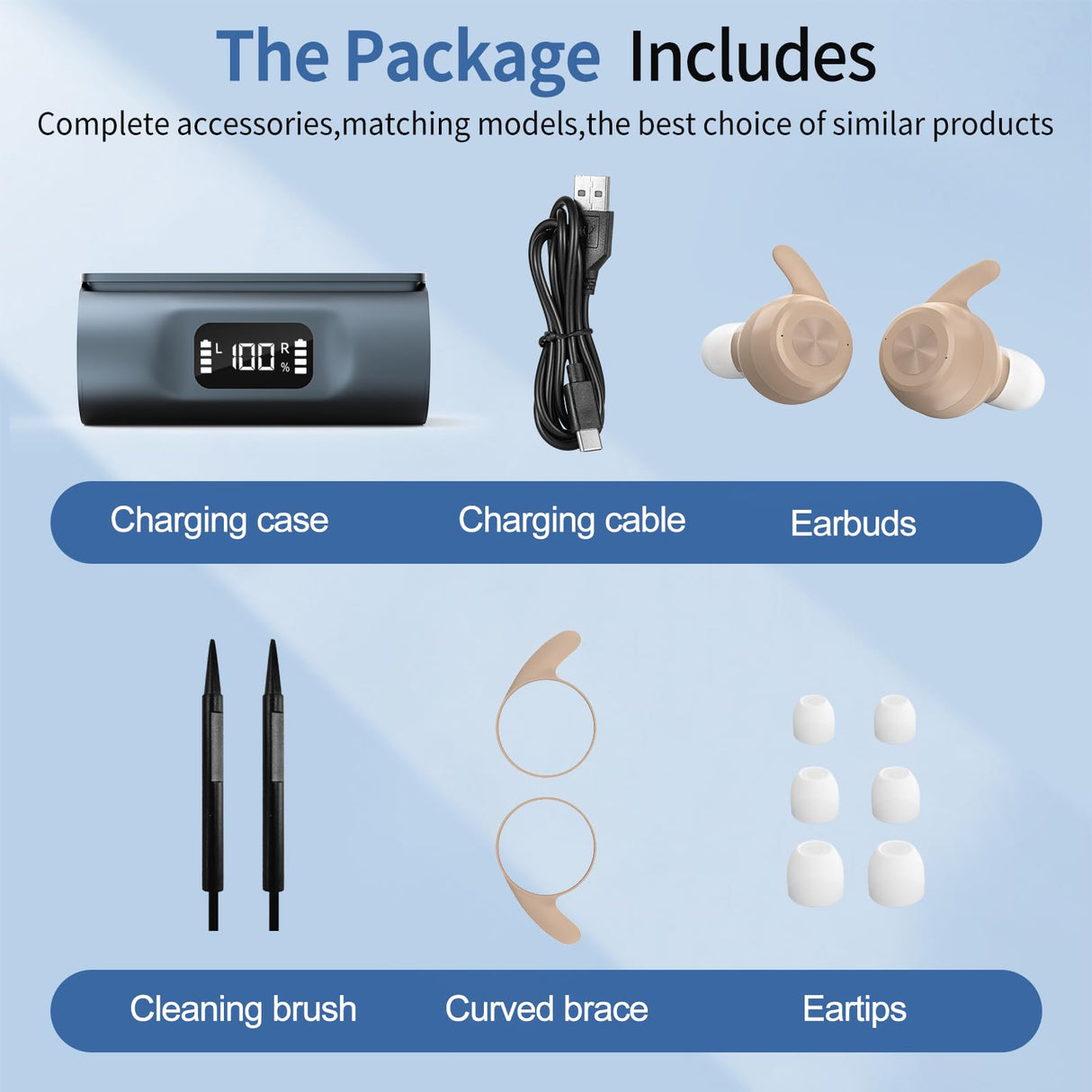 Hearing Aids for Seniors, OTC Hearing Aid Rechargeable with Noise Cancellation Adults, senior Invisible Hearing Amplifier With Portable Charging Case Premium Comfort Design(Beige)
