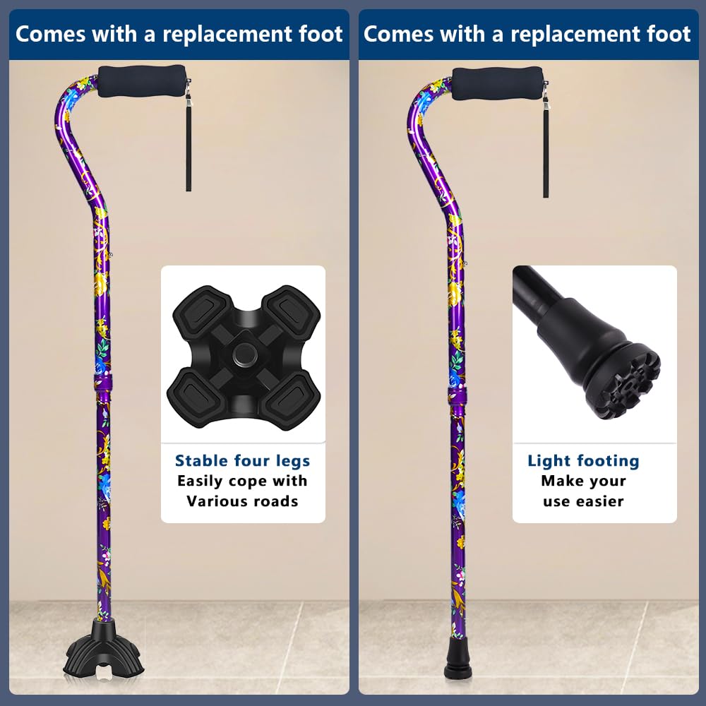YOKABOZE Canes for Women, Folding Cane Lightweight with Offset Handle, Adjustable Walker Stick for Seniors Mobility Balance Crutch for Men for Stability