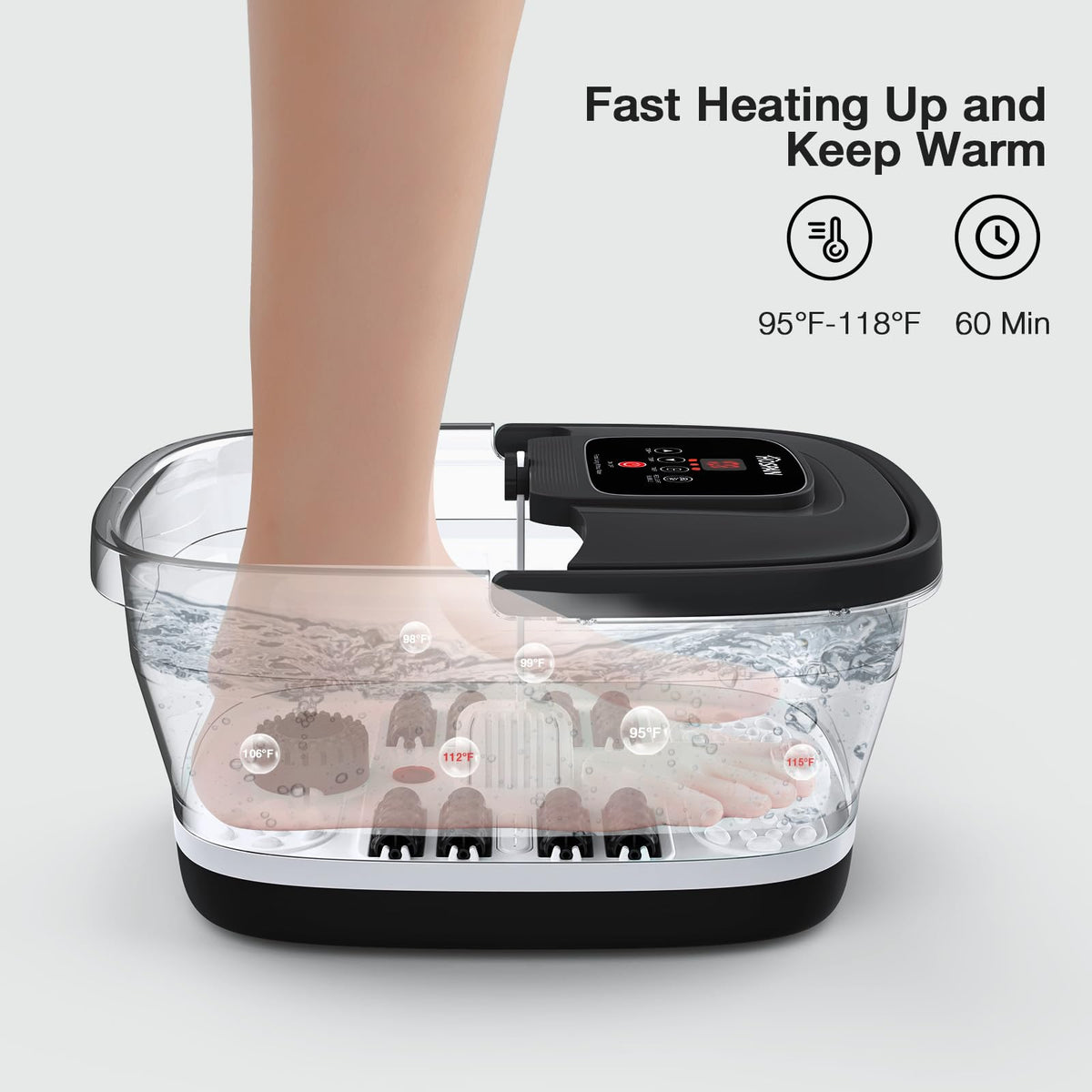 HOSPAN Collapsible Foot Spa, Foot Bath Massager with Heat, Bubble & Massage