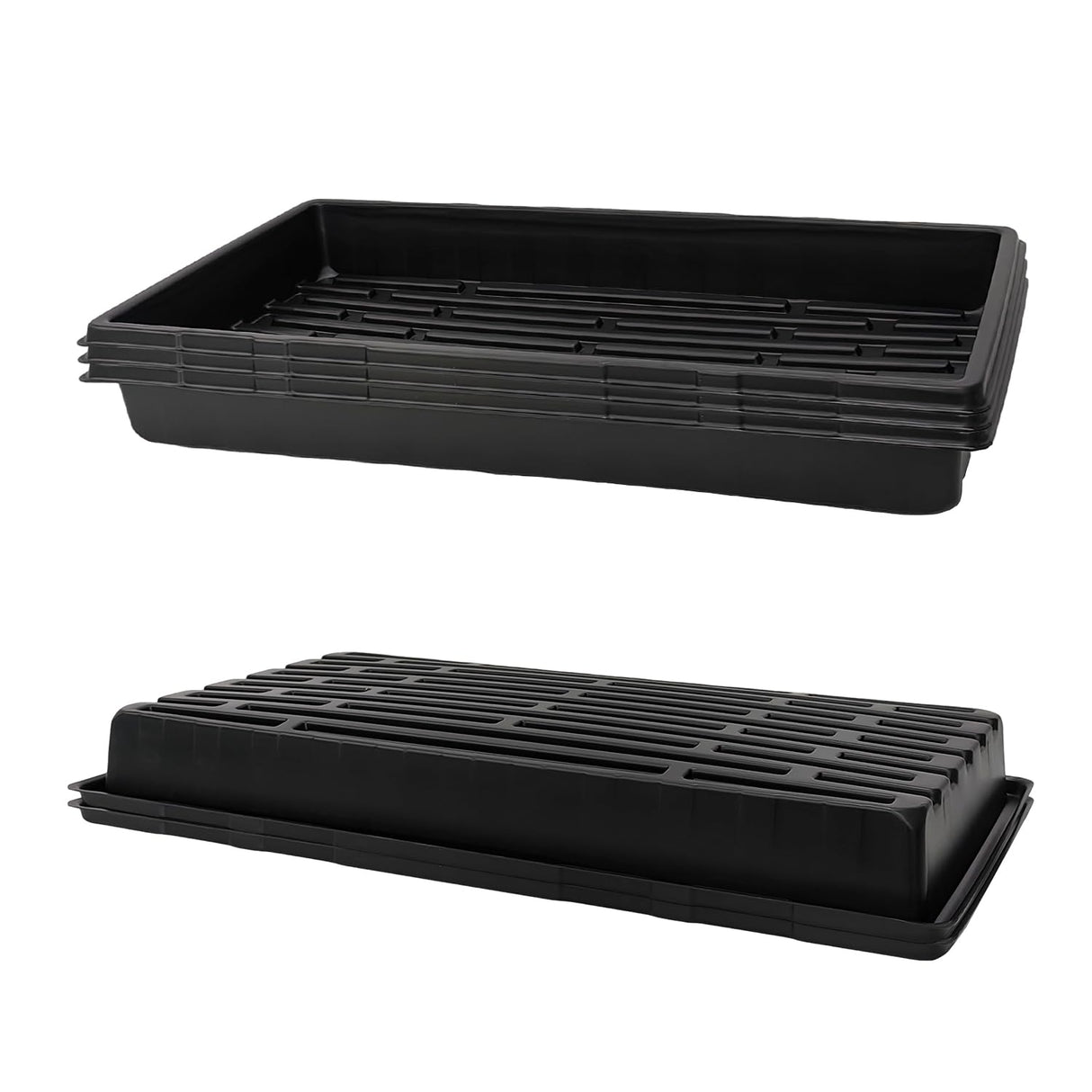 RooTrimmer Plant Growing Nursery, Standard 1020 Trays Plastic Sturdy Farmer Self Seedling Tray for Microgreens Indoor Nursery Pots Transplantation (5-Pack, 21.6"Ć11.2", 2.52" Deep, no Holes)