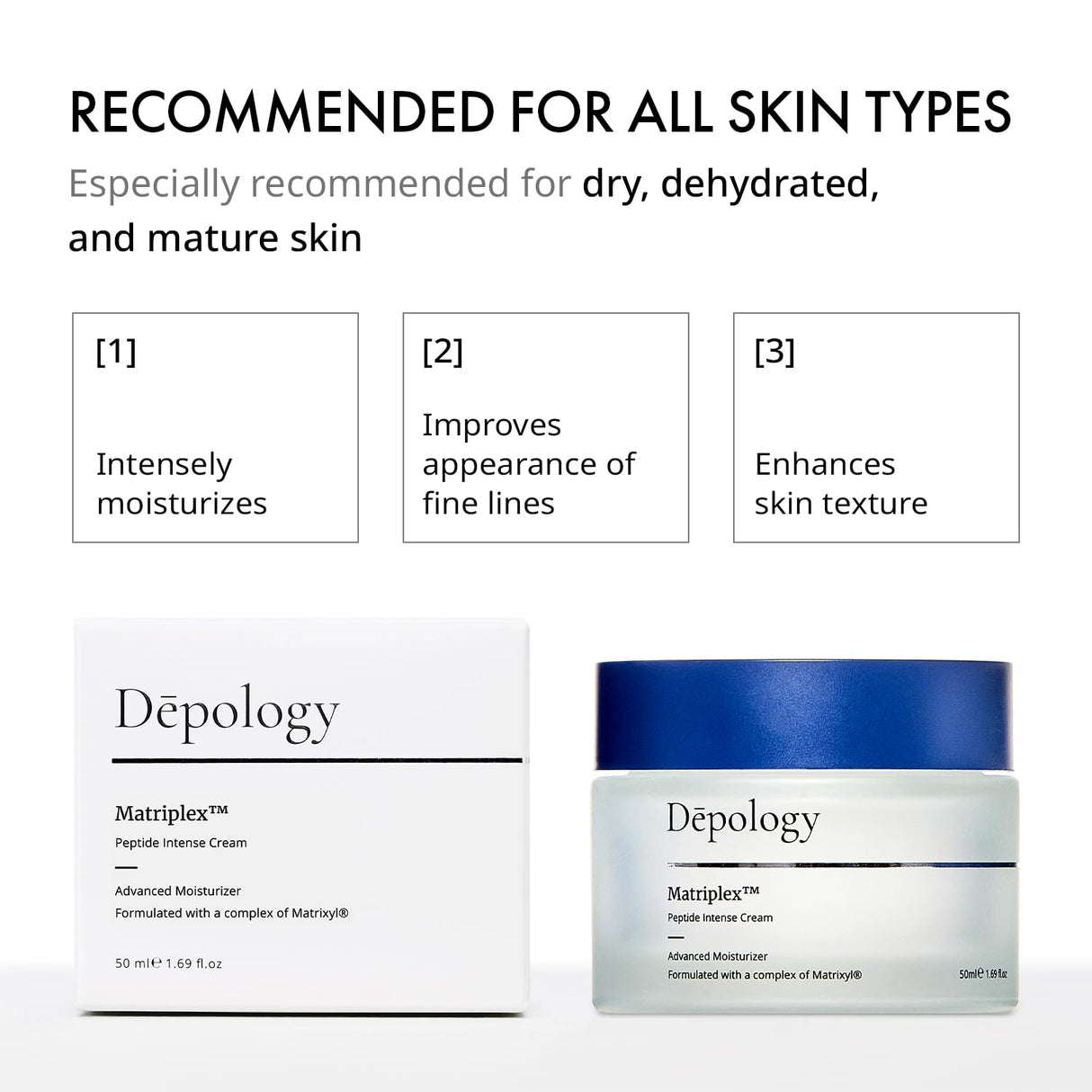depology Matriplex™ Peptide Intense Cream | Infused with Matrixyl® 3000 | Matrixyl® | Synthe’6® | and Matrixyl® Morphomics® | Hydrating Facial Moisturizer | Improves Apearance of Fine Lines