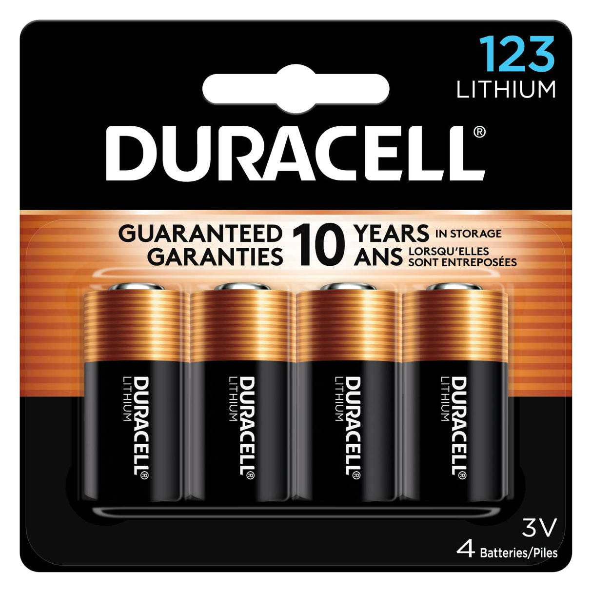 Duracell CR123A 3V Lithium Battery, 4 Count (Pack of 1), 3 Volt High Power for Home Safety, Security Devices, Flashlights, Smoke Alarms, Home Automation