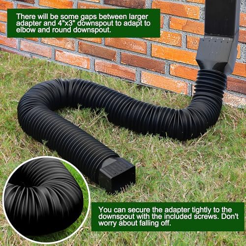 2 Pack Rain Gutter Downspout Extensions, Upgraded Flexible Drain Downspout Extender, Rainwater Drainage Diverter with Mini Connector, Extendable from 20 to 127 Inches