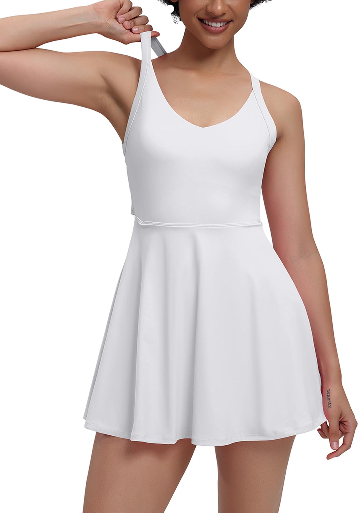 EUISVI Womens Tennis Workout Dress with Easy Bathroom Shorts Romper Cut Out Twisted Athletic Dresses for Women