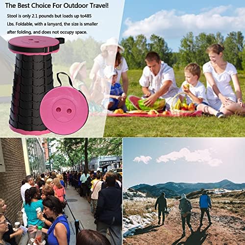 ALEVMOOM Upgraded Folding Stool with Cushion,Portable Collapsible Retractable Stool,Outdoor Chair,Yet More Sturdy Load Capacity 440lbs for Camping Garden Fishing Hiking BBQ with Carry Bag