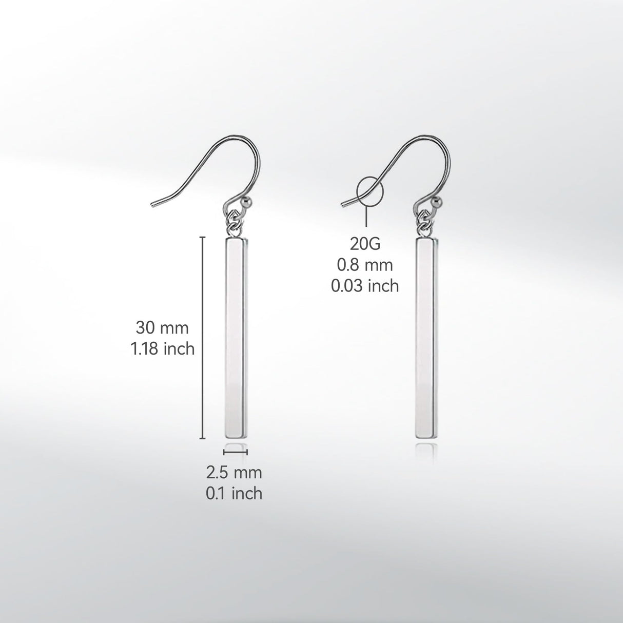 Limerencia Pure Titanium Vertical Bar Dangle Earrings, Lightweight Drop Earrings Hypoallergenic for Sensitive Ears Women (30 mm, Silver)