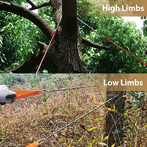 Rope Saw for Tree Limbs, 55 Inch Chain Saw with 70 Sharp Teeth & 46 Feet Ropes Kit, High Limb Pocket Chainsaw