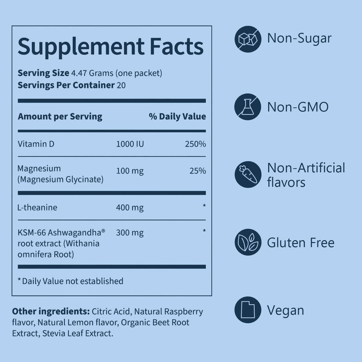 Nutryve Calm Adaptogenic Relaxation Drink Mix – Raspberry Lemonade with L-Theanine, Ashwagandha & Magnesium Glycinate | Stress Relief, Sleep Support, Sugar-Free, Non-GMO, 20 Single-Serve Packets