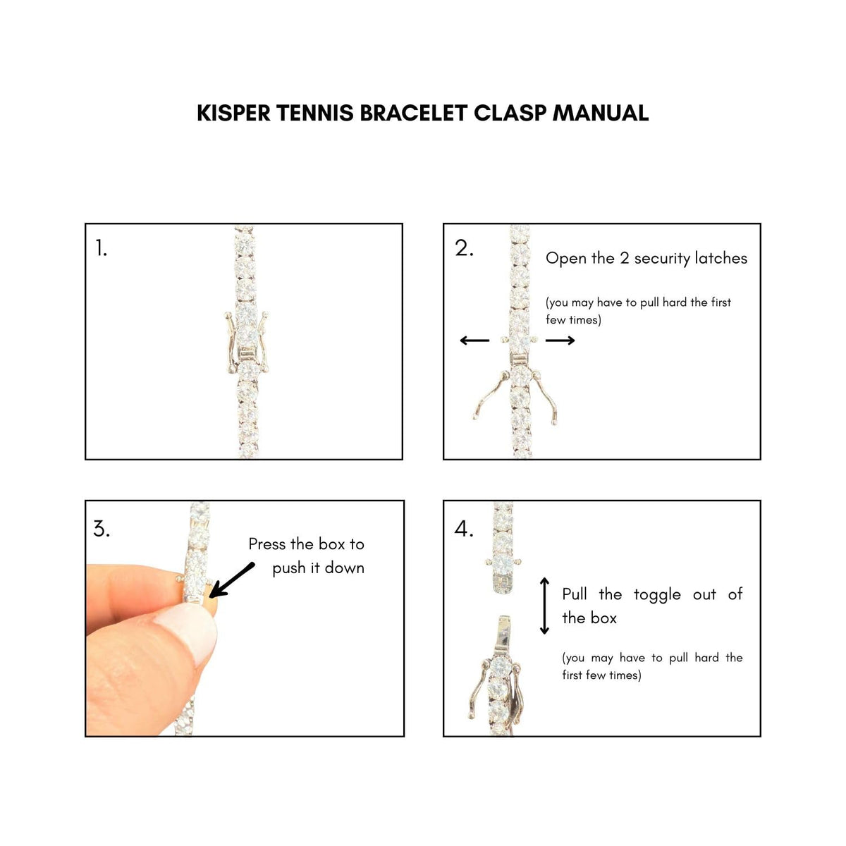 KISPER Tennis Bracelets for Women 14k White Gold Plated Round Cut CZ