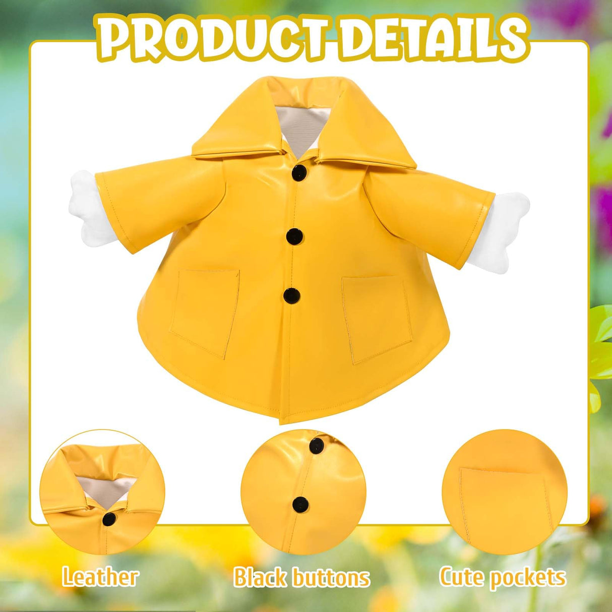 Kuscul Summer Goose Outfits 23 Inch Porch Goose Raincoat Outfit Lawn Goose Rainy Clothes with Umbrella Hat for Geese Statue Summer Spring Garden Patio Yard Outdoor Decor (Yellow)