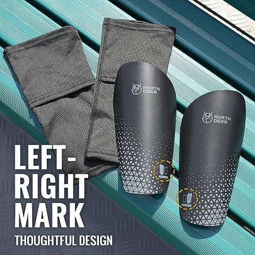 Northdeer Soccer Shin Guards for Kids Adults. Sleeves with Optimized Insert Pocket - Protective Soccer for Boys Girls Men