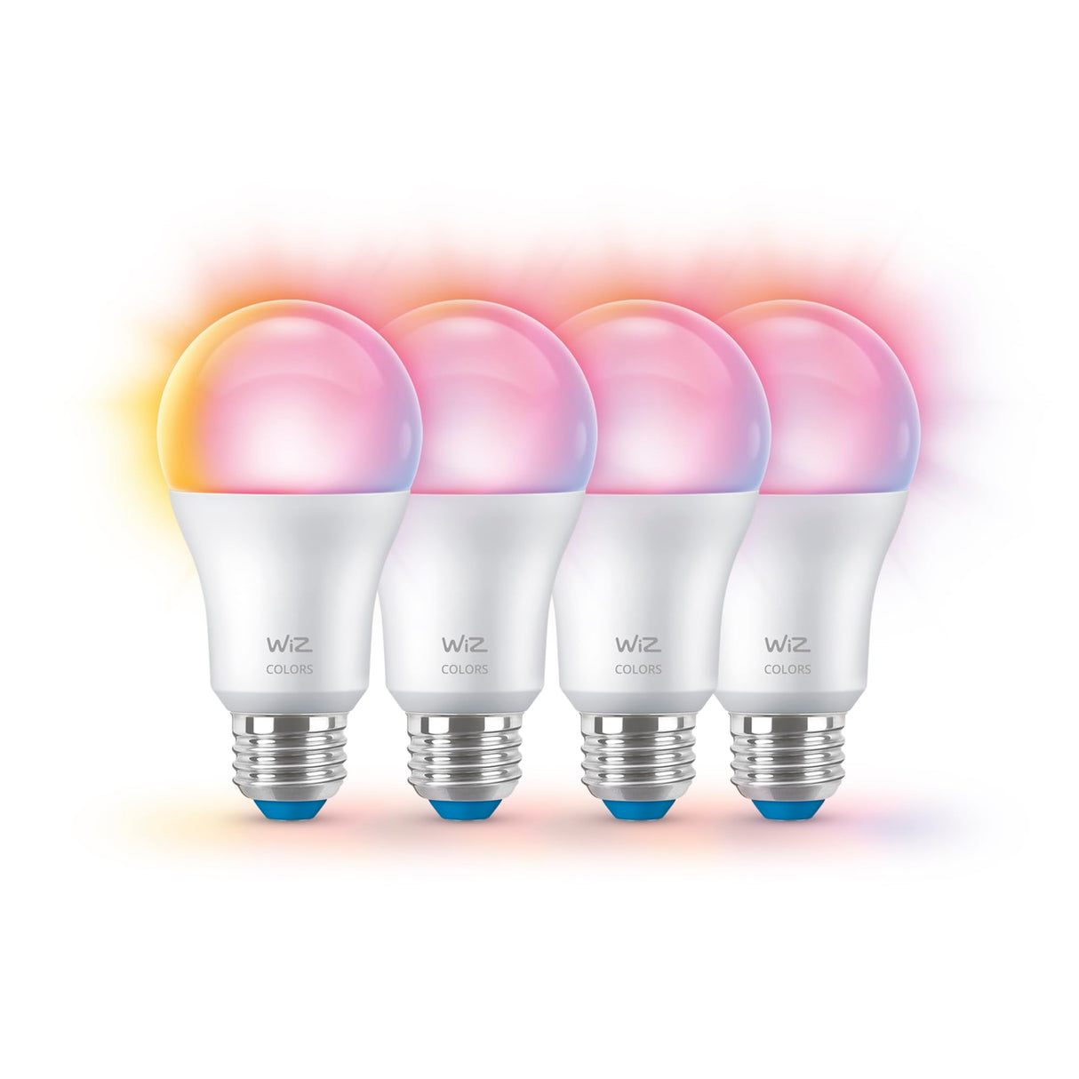 WiZ Connected Smart Light Bulbs, 4-Pack, Full Color A19 60W 800LM E26 LED Lights, Sunset/Sunrise Automation, Smart Bulbs with Motion Detection, Control with Voice or App