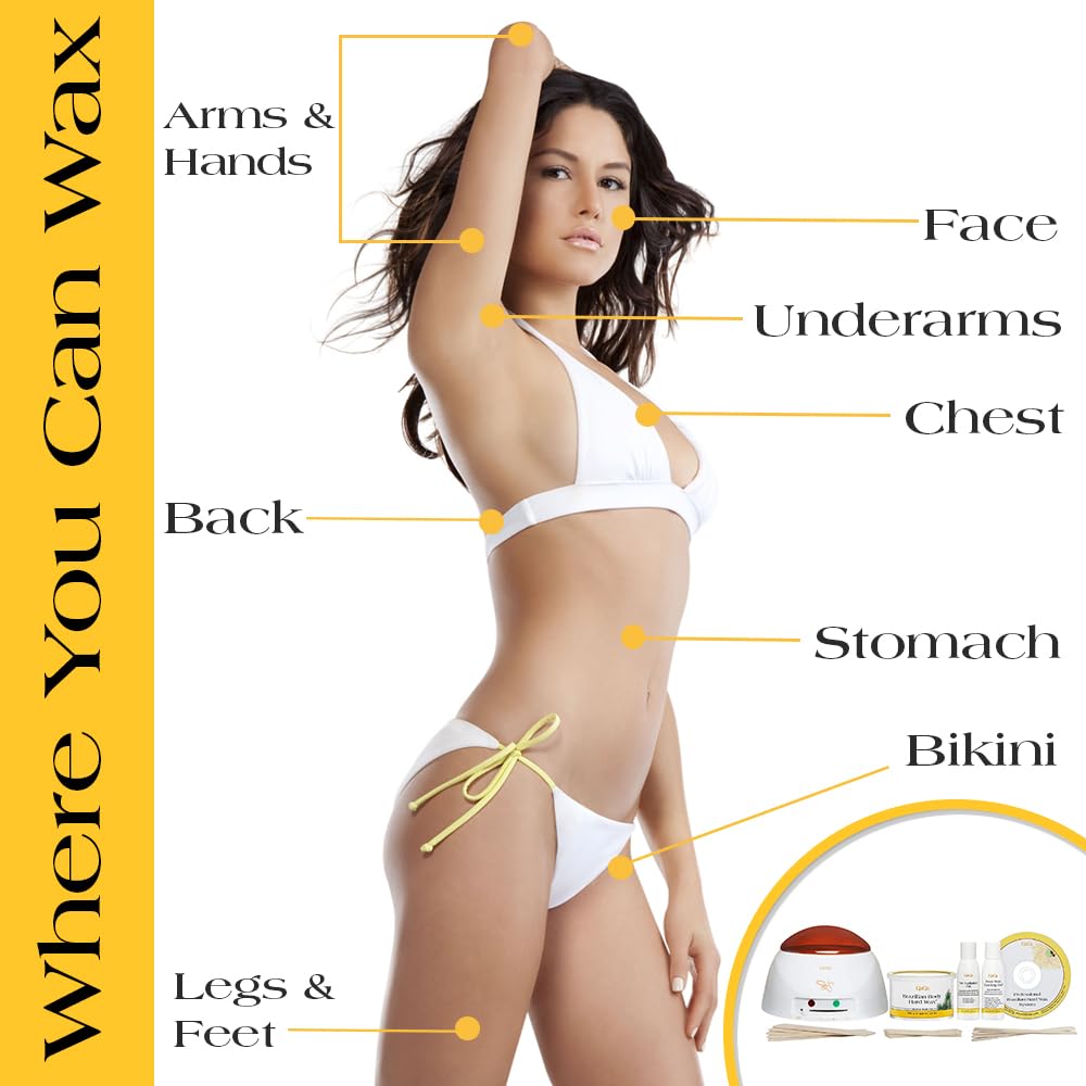 Gigi Brazilian Waxing Kit for Women - Hair Removal Wax Kit with Wax Warmer, Hard Wax, Pre & Post Wax Care, & Applicator Sticks - Ideal for Bikini & Intimate Areas