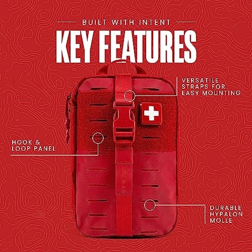 MY MEDIC MyFAK PRO Ifak First Aid Kit - 140 Life Saving Trauma and Medical Items - HSA FSA Eligible Survival Kit for Camping or Your Car - RED