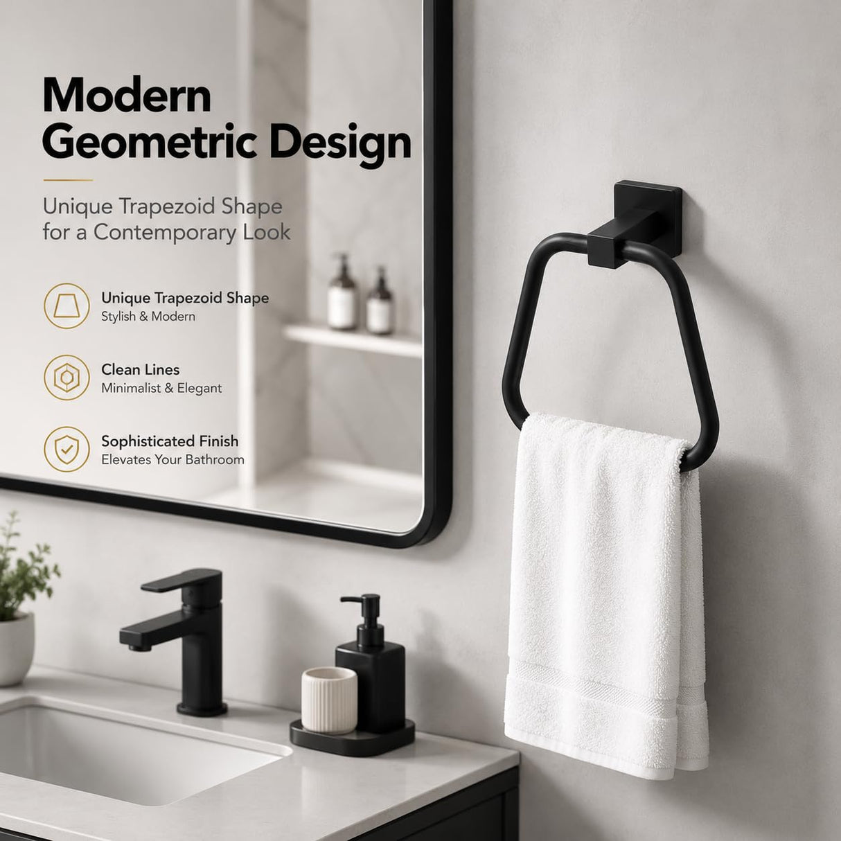 Matte Black Towel Ring for Bathroom 2 Pack, Kitchen Bath Towel Holder Hangers Wall Mount Heavy Duty Stainless Steel