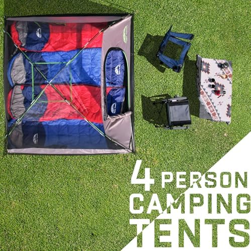 Happy Travel Camping Tent, 4 Person Dome Tents for Camping with Rainfly, Waterproof Clip Easy Setup Portable Family Tent with Mesh Windows, 20% More Headroom Backpacking Tents for Camping & Hiking