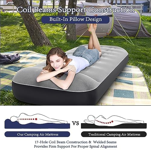 SAYGOGO Camping Air Mattress Travel Bed Sleeping Pad - Leak Proof Inflatable Mattress with Thickened Surface Built-in Pillow Air Bed for Home Camping SUV Truck RV Tent(Updated)