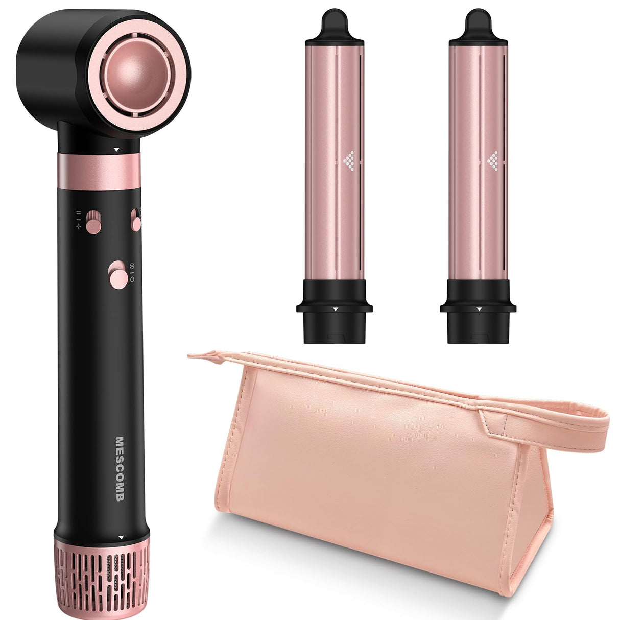 3 in 1 Air Styler with Travel Case - Ionic Hair Dryer & Air Wrap Curlers for Curling Drying, 1 Inch Curling Iron Barrel, Frizz-Free Blow Dryer No Heat Damage Fit for All Hair Types & Lengths