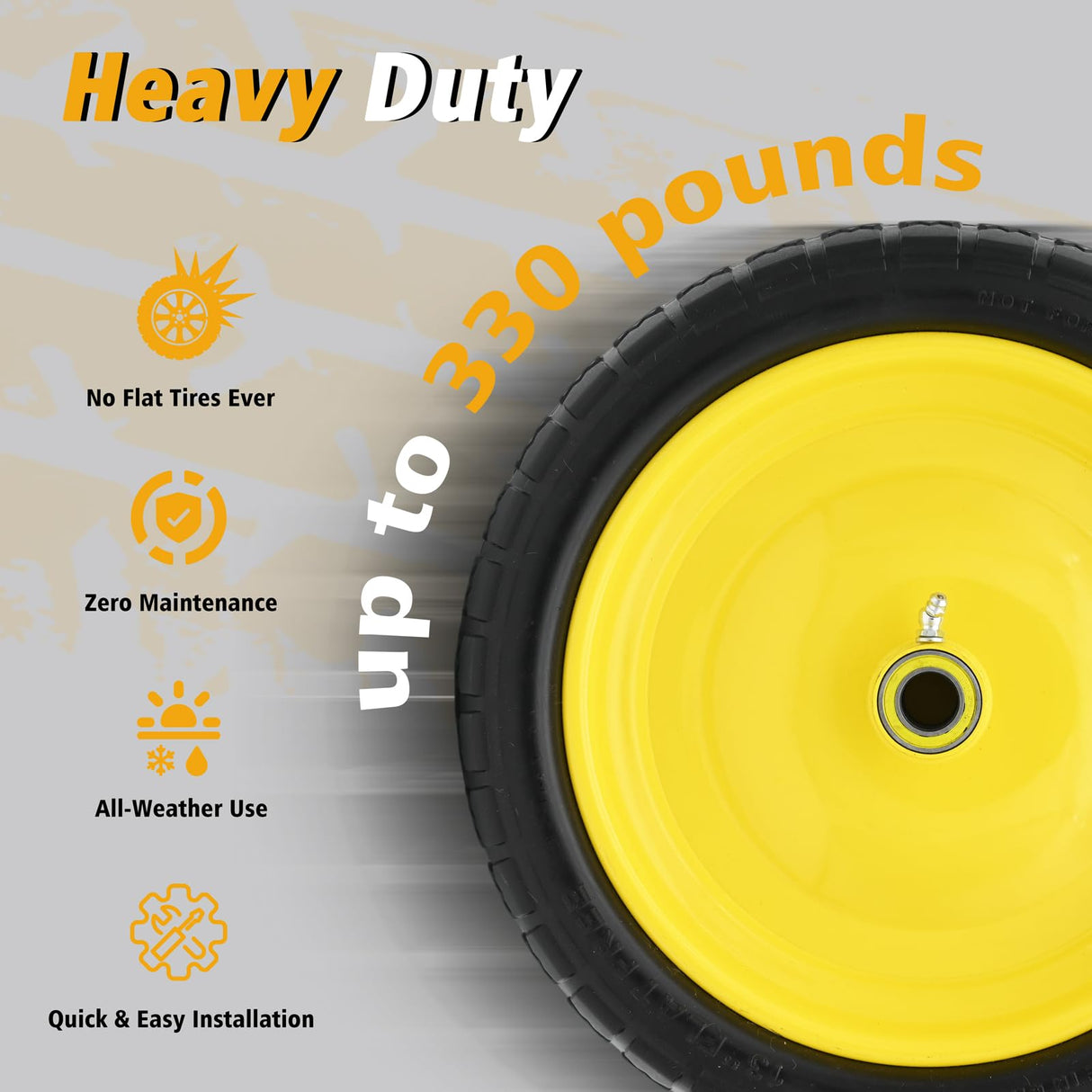 Nuphtun 13 Inch 4.00-6 Flat Free Tire and Wheel Replacement for Gorilla Cart with 5/8" & extra 3/4" Bearings, 4.00-6 Wheelbarrow Tire, 13" Garden Cart Wheels, Trailer Turf Tire, 2 Pack