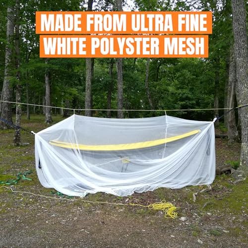 MEKKAPRO Ultra Large Mosquito Net with Carry Bag, Large 2 Openings Netting Curtains | Camping, Bedding, Patio | Carrying Pouch and Hanging Kit