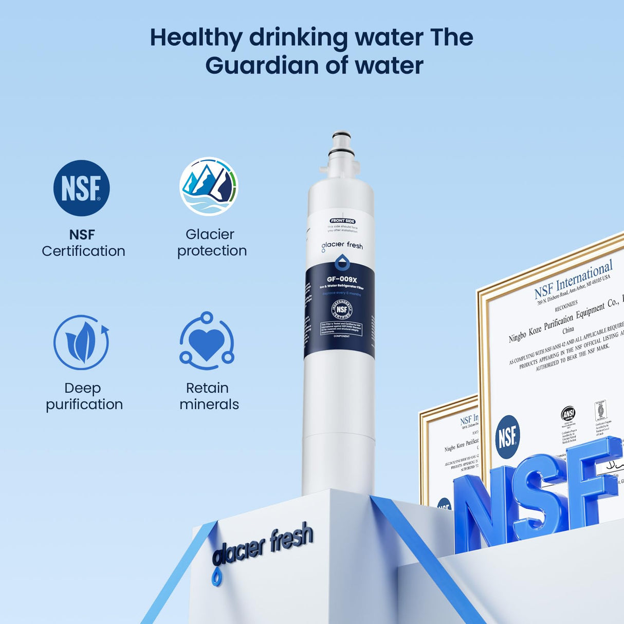 GLACIER FRESH Replacement for RPWFE, RPWF (Built-in CHIP) Refrigerator Water Filter, Compatible with GFE28GYNFS, GFE28GELDS, PFE28KELDS, PFE28KYNFS, GFD28GELDS, PWE23KELDS, PWE23KMKES, 2 Pack