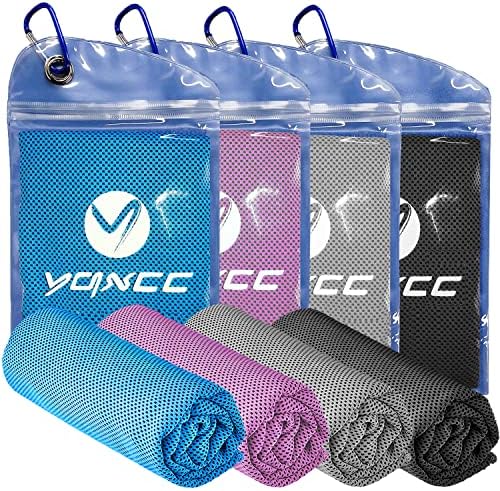 YQXCC 4 Pack Cooling Towel (47"x12") Ice Towel for Neck, Microfiber Cool Towel, Soft Breathable Chilly Towel for Yoga, Sports, Golf, Gym, Camping, Running, Fitness, Workout & More Activities