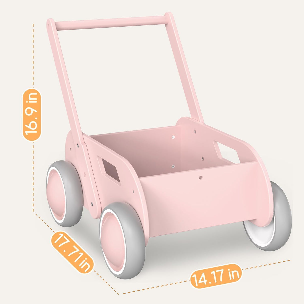 2025 HOMEKOL Wooden Baby Walker,Baby Push Walker, Adjustable Speed Baby Walker for Boys and Girls, Baby Activity Center, Gift for Birthday, Christmas and New Year Nature Pink