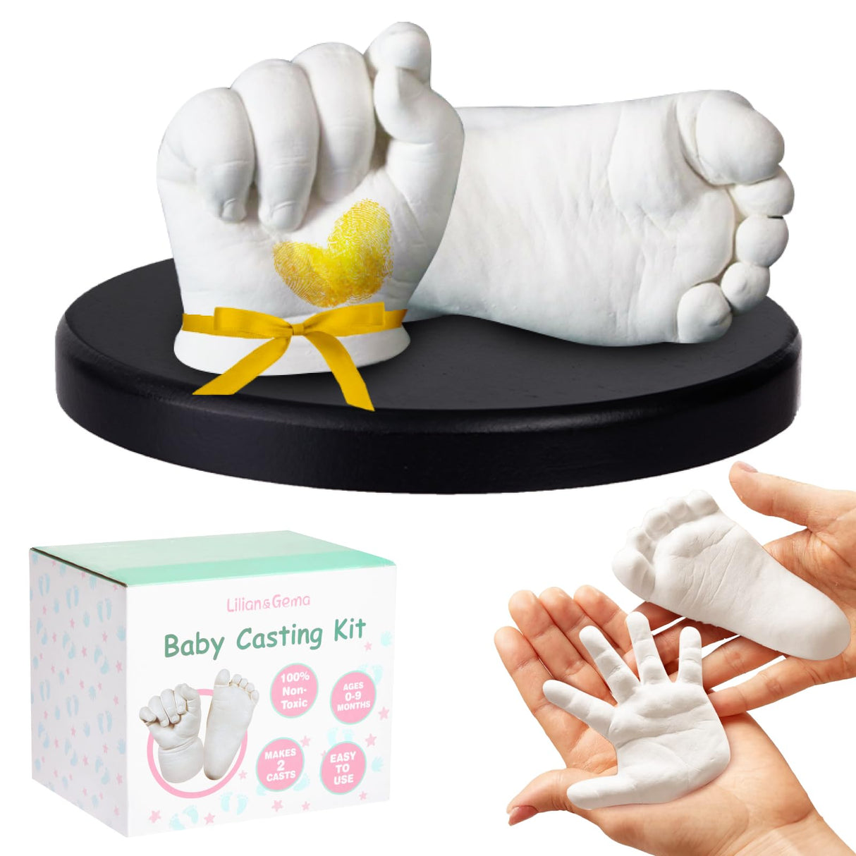 Lilian&Gema Baby Casting Kit Hands and Feet, Newborn Keepsake Foot Hand Mold Kit, Plaster Hand Mold Casting Kit for Babies 0-6 Months, Perfect for First Birthday, New Mom Baby Christmas Gift