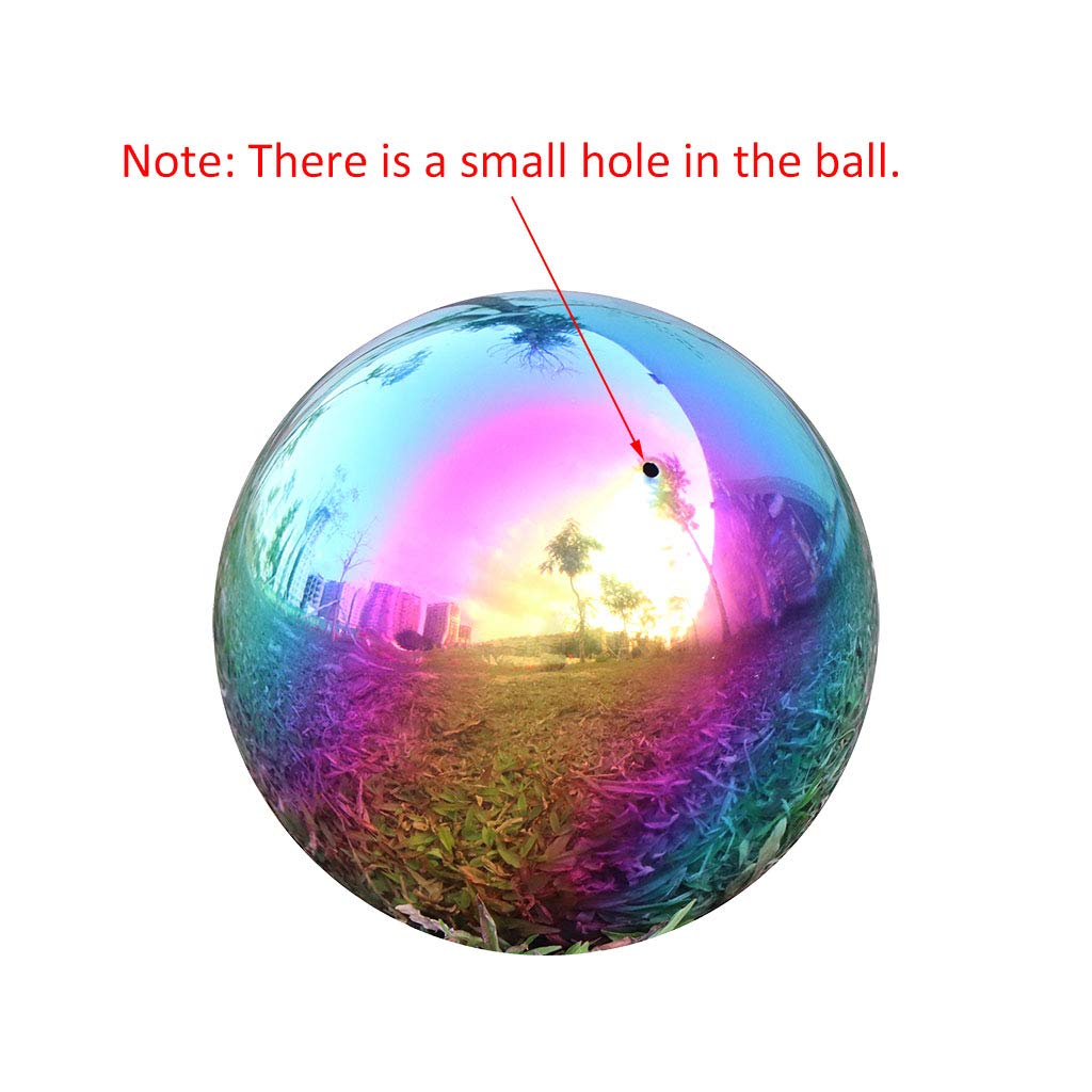 USHome Rainbow Home Garden Gazing Globe Mirror Balls, Polished Stainless Steel Shiny Sphere, Ideal As a Housewarming Gift (10 Inch)