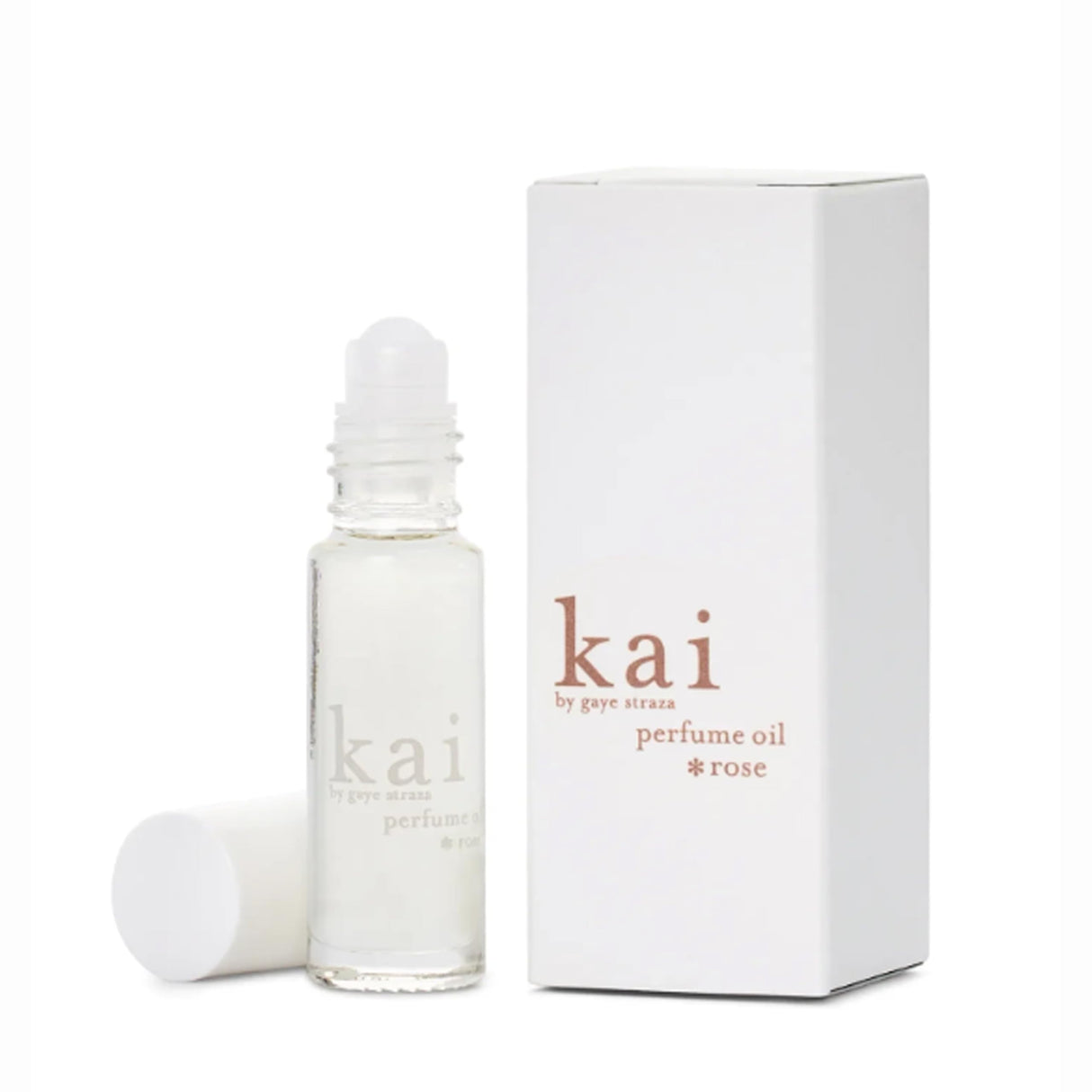 kai perfume oil. rose absolute, gardenia wrapped in white exotic flowers, layered with rose absolute. eau de perfume roll-on oil, 1/8 fl oz., vegan, cruelty free, made in the usa