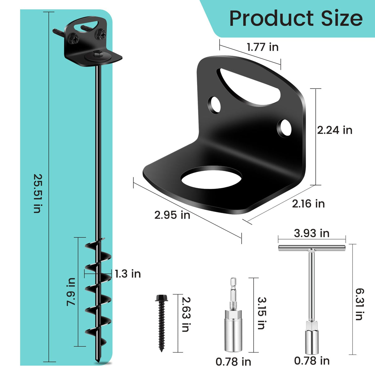 25" Ground Anchors Screw in, Mobile Home Anchors for Shed, Black-25-8Pcs