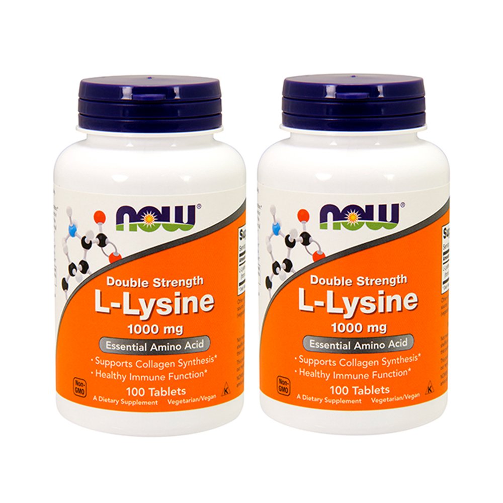 NOW Foods L-Lysine 1000mg, 100 Tablets (Pack of 2)