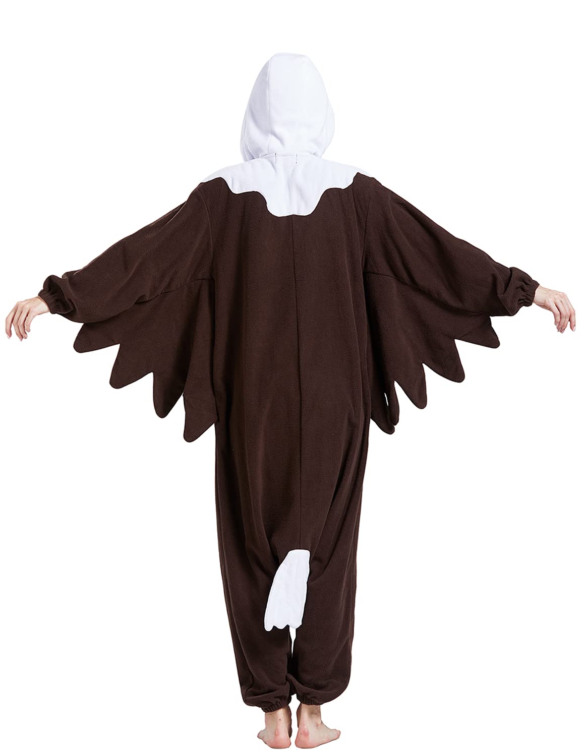 Bald Eagle Onesie Costume Adult Halloween Christmas Animal Cosplay One Piece Pajamas for Men Women Small