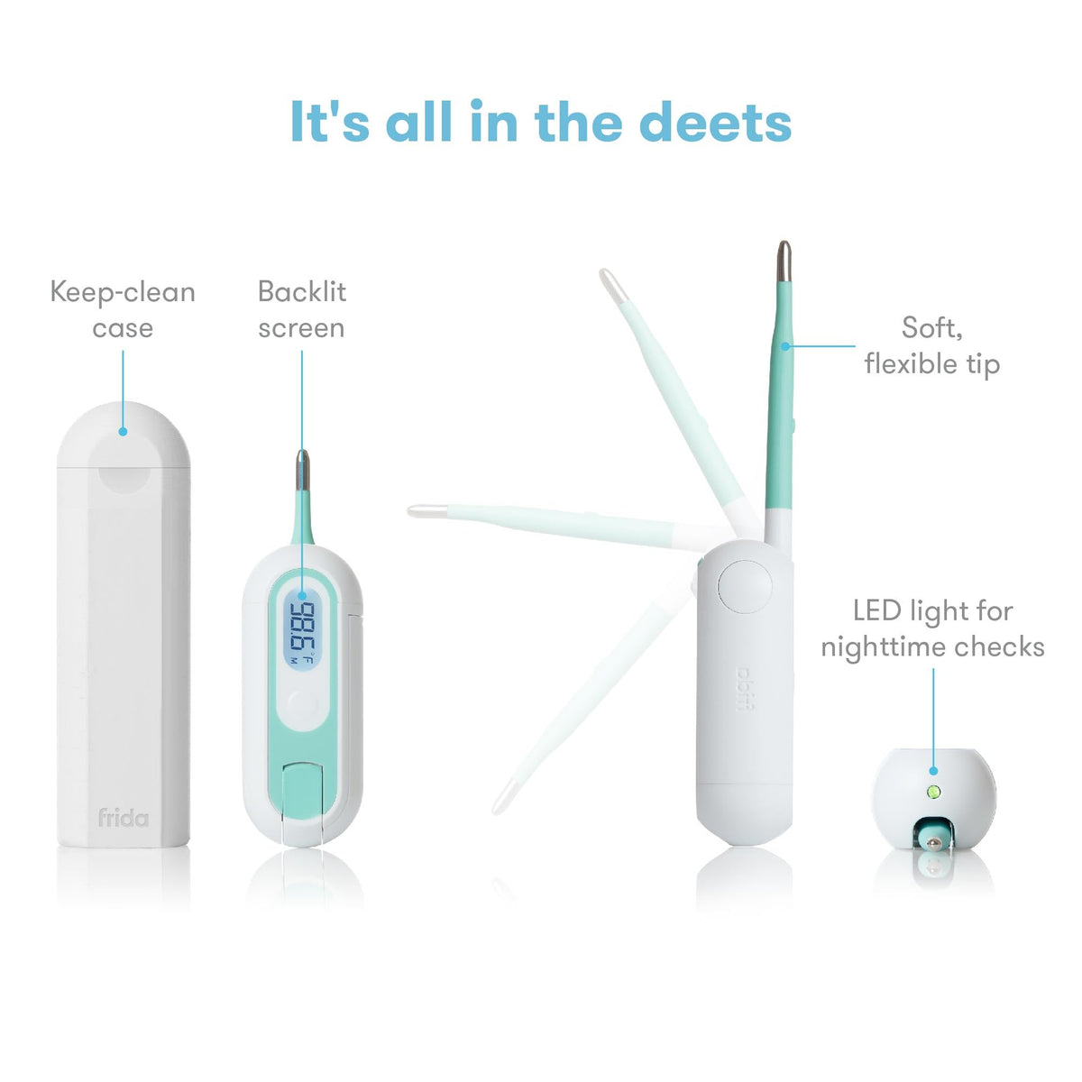 Frida Baby 3-in-1 Rectal, Underarm & Oral Thermometer for Infants & Kids