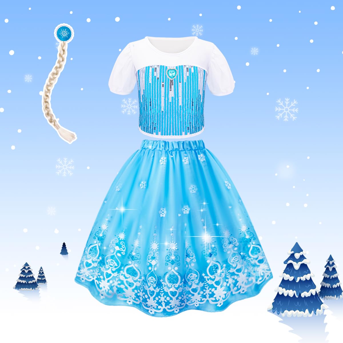Meland Princess Dress Up - Dress Up Clothes for Girls with Princess Toys, Christmas Birthday Gift for Girls Age 3-8 Year Old (4 Princess with Bag)