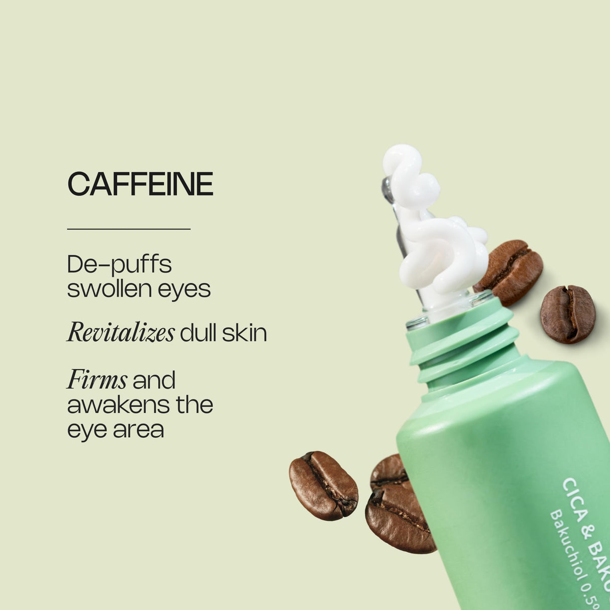 Meebak Eye Cream with Bakuchiol, Caffeine & Cica | Korean Anti-Aging Eye Treatment for Puffy Eye Bags, Dark Circles, Fine Lines & Wrinkles | Energize & Invigorate Eyes