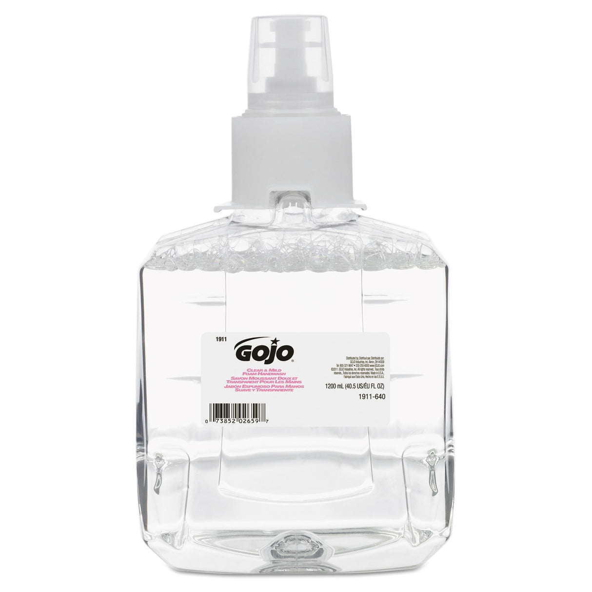 GOJO Clear & Mild Foam Handwash, EcoLogo Certified, 1200 mL Foam Hand Soap Refill LTX-12 Touch-Free Dispenser (Pack of 2) - 1911-02
