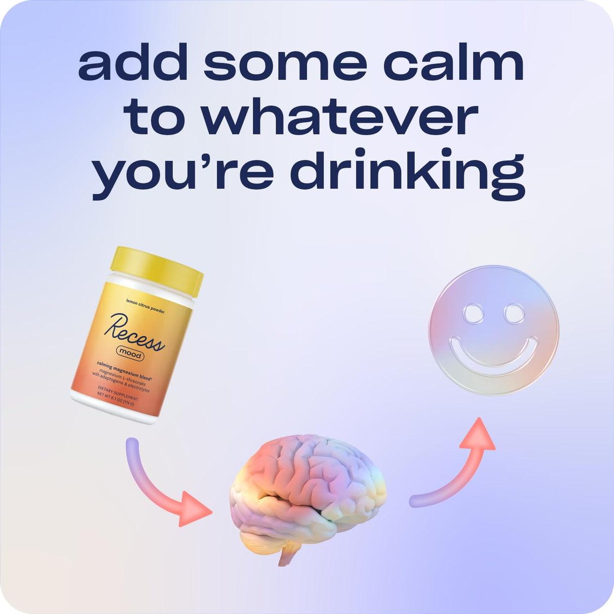 Recess Mood Powder, Calming Magnesium L-Threonate Blend with Passion Flower, L-Theanine, Electrolytes, Magnesium Calm Support Powder Supplement - Lemon Citrus 28 Serving Tub