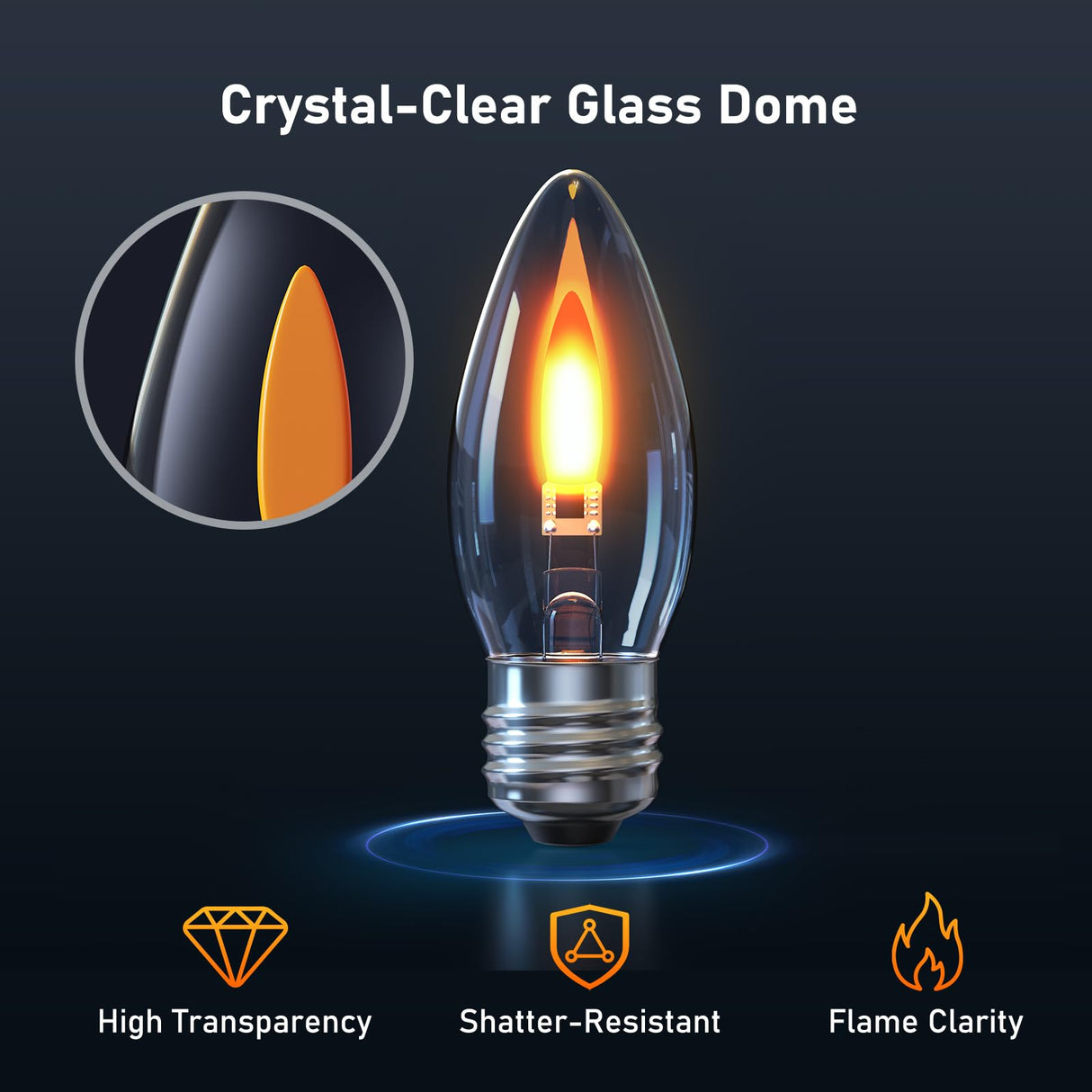 Hompavo LED Flame Light Bulbs - Realistic Flickering Fire Effect Bulb with Glass Shell, E26 Base for Halloween Christmas Home Indoor Outdoor Decor - 6 Pack